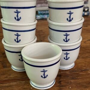 Vintage Shenango China Nautical Anchor Design Egg Cups - Set of 7